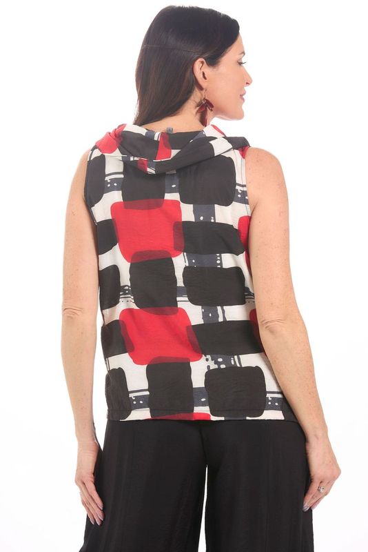 Back image of Shana printed sleeveless cowl neck top. 