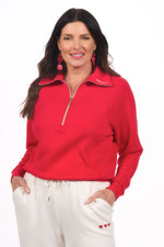 Amour Embroidered Half Zip Top