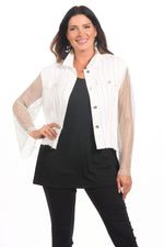 Mesh Sleeve Rhinestone Jacket