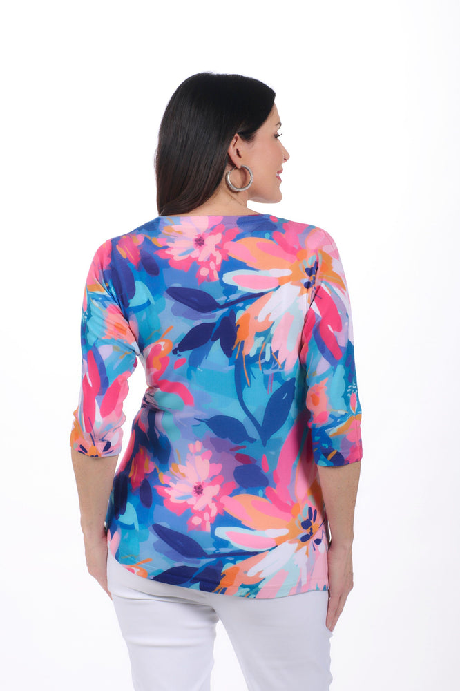 3/4 Sleeve Round Neck Print Top