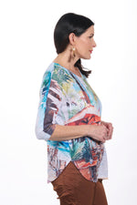 Side image of impulse beach print top. 