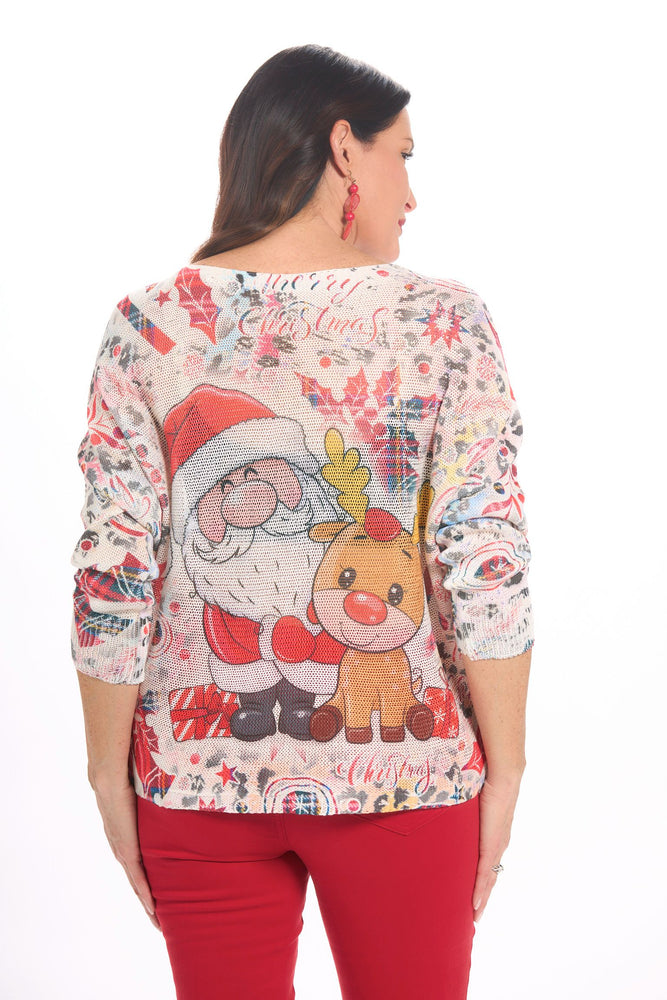 Back image of Look Mode santa printed sweater. 