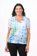 Short Sleeve V-Neck Print Top