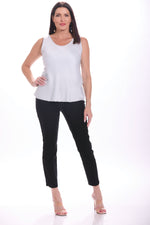 Front image of M Made in Italy silk viscose tank top in silver. 