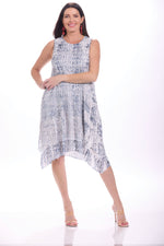 Front image of Impulse sleeveless burnout dress in coils print. 