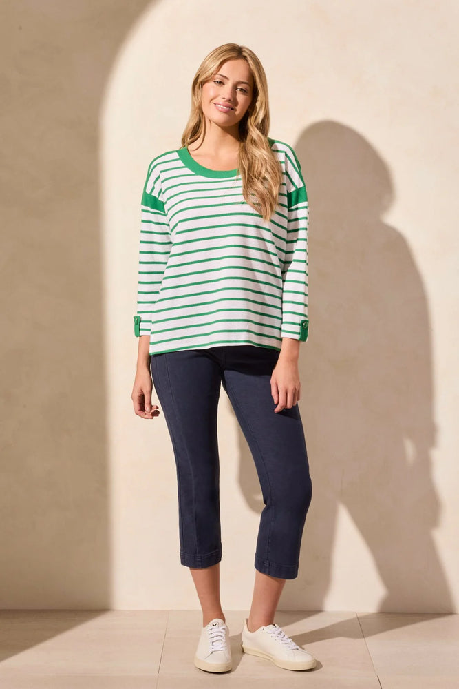 3/4 Sleeve Boat Neck Top