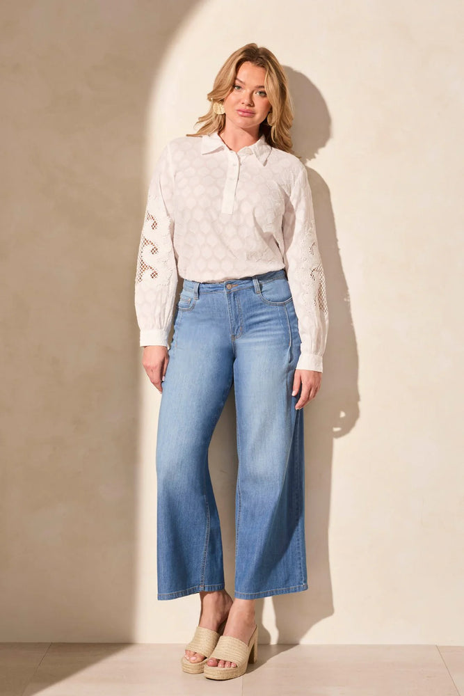 Audrey Pleated Wide Leg Jeans