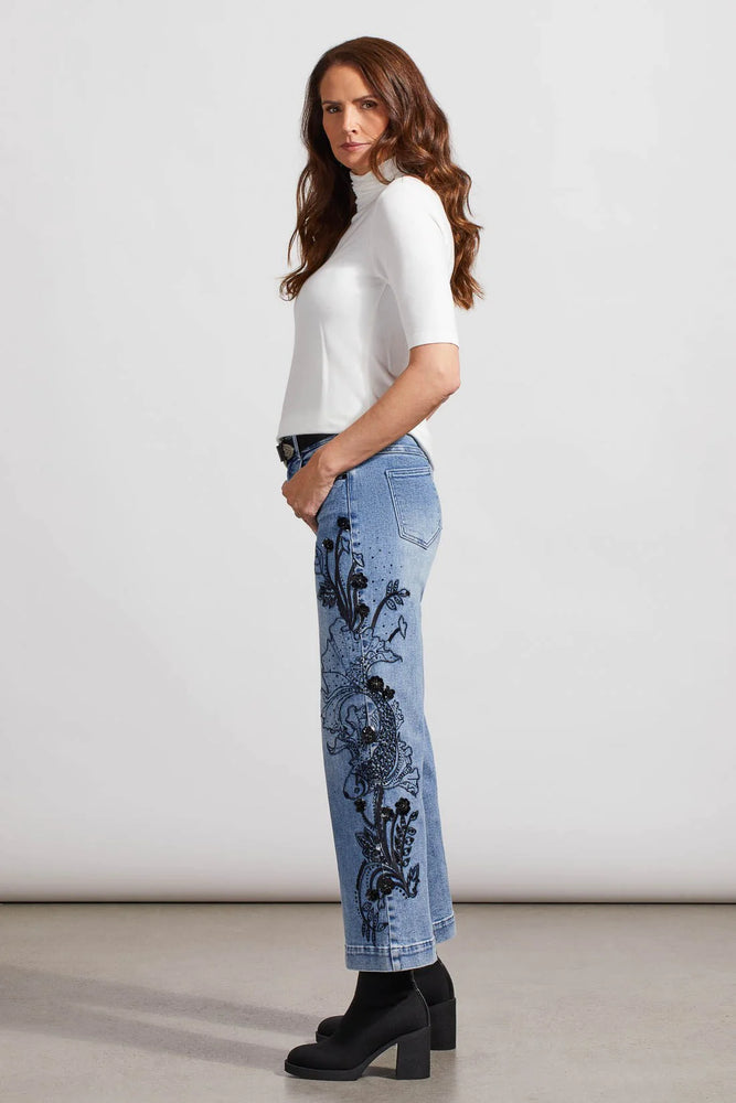 Brooke Girlfriend Wide Leg Embroidered Jeans | Patchington
