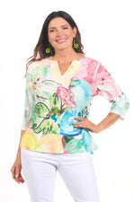 3/4 Sleeve V-Neck Sequin Top