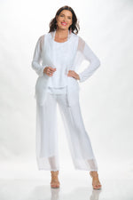 Front image of M Made in Italy white pull on pants. 