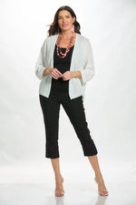 Front image of white model cardigan by made in italy.