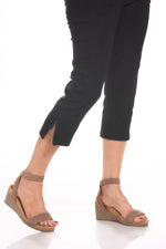 Front detail image of Tribal black capri with side zipper detail.